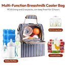 NCVI Breastmilk Cooler Bag with 2 Ice Pack, Breast Pump Bag with Cooler Fits 6 Bottles, Double Layer Breast Milk Baby Bottle Cooler Bag, for Travel, Nursing Mom Daycare, Work, Picnic (Stripe) by TinyTreasures Baby Boutique