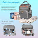 Jeryswet Baby Diaper Bags with Changing Station, Waterproof Large Capacity Diaper Bag Backpack for Moms Dads with USB Charging Port and Stroller Straps, Baby Shower Gifts, Grey by TinyTreasures Baby Boutique