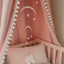 Bed Canopy with Pom Pom for Kids Crib Baby Girl Netting Cover Canopy Crib Curtain Reading Nook Hanging Tent Nursery Play Game Castle Room Decoration (Pink) by TinyTreasures Baby Boutique