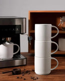 famiware Coffee Mug Set for 6, Star 12 oz Catering Mugs Cup Set with Handle for Coffee, Tea, Cocoa, Milk - Ceramic Stoneware Drinkware Set, Matte White by CozyNest Decor