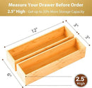 Umilife Bamboo Kitchen Drawer Organizer, Extra High Silverware Tray, Flatware Cutlery Storage Box, Multi-Use Holder in Office, Bathroom, Pantry - 12"x3"x2.5" (Set of 2) by CozyNest Decor