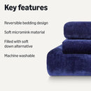 Amazon Basics Reversible Sherpa Comforter Set with Pillow Sham, Navy, Queen/Full by CozyNest Decor