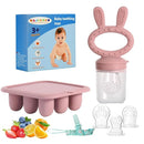 WAJIAYON Baby Breastmilk Popsicle Molds & Baby Fruit Feeder (2 Pack), Baby Food Freezer Tray Storage Containers, Silicone Teething Pacifier Feeder and Teether for Babies,Baby Feeder-Pink by TinyTreasures Baby Boutique