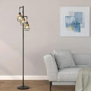 Oneach 68" Floor Lamps for Living Room, Stepless Dimmable Boho Floor Lamp with 3 Bulbs, Tall Farmhouse Industrial Corner Standing Tree Lamp for Bedroom, Office, Study Room, Dining Room, Black by CozyNest Decor