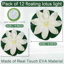 12 PCS Diwali Waterproof Floating Lotus Light - Floating Flower Light Battery Operated Water Activated Warm White Pool Flower Lamp Wedding,Anniversary,Garden Decoration(6Inch & 5Inch) by GreenHaven Gardens