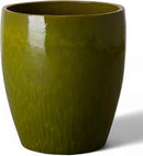 Emissary Bullet 18 in. Green Ceramic Round Planter (18 in. L x 18 in. W x 21 in. H) with Drainage Hole by CozyNest Decor