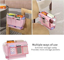 Bedside Caddy, Bed Organizer with 11 Pockets and Power Strip Holder, Versatile Bedside Storage Caddy for Home,Dorm,Bunk,Hospital,Crib Bed (2 Pack Pink) by CozyNest Decor