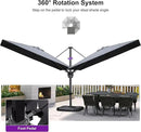 PURPLE LEAF 6.5' X 10' Right-left Tilt Patio Umbrella with Base Outdoor Cantilever Swivel Rectangle Umbrella Aluminum Offset Umbrella with 360-degree Rotation for Garden Deck Pool Patio Grey by GreenHaven Gardens