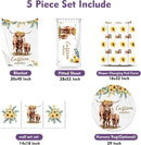 Personalized Nursery Crib Bedding Set: Custom Name Yellow Floral 5 Piece Baby Crib Sets with Highland Cattle Design - Toddler Double Layer Blanket Set, Comfortable Crib Bed Sheets for Baby Grils by TinyTreasures Baby Boutique