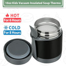 10oz Soup Thermo for Hot Food Kids,Lunch Thermo Kids Food Jar with Spoon Hot Insulated Food Containers,Leak Proof Stainless Steel Wide Mouth Lunch Food Thermo Jar for School(Black) by TinyTreasures Baby Boutique