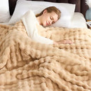 NEWCOSPLAY Faux Fur Throw Blanket Brown Bubble Blanket Thick Warm Soft for Couch Sofa Bed 550GSM (Brown, Throw(50"x60")) by CozyNest Decor