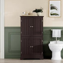 ChooChoo Bathroom Floor Cabinet, Modern Bathroom Storage Cabinet with 4 Doors and Adjustable Shelves, Freestanding Cupboard for Living Room, Espresso by CozyNest Decor