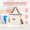 Breastmilk Cooler Bag with Ice Pack - Breast Milk Cooler Travel Bag Fits 6 Bottles Up to 11 Oz Insulated Baby Bottle Cooler Bag Breastmilk Storage Bag Cooler Perfect for Nursing Mom Daycare, Beige by TinyTreasures Baby Boutique