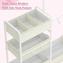 2in1 Baby Diaper Caddy & Clothes Organizer and Storage Rolling Cart, Large Capacity Nursery Organization For Baby Dresser,Changing Table, Crib, With 2 Dividers & 7 Pockets,White by CozyNest Decor