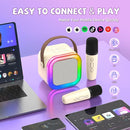 【2025 Newest】 Mini Karaoke Machine for Kids Girls & Boys - Portable Bluetooth Speaker with 2 Wireless Microphones - Kids Birthday Gifts for Ages 4-10 - Kids' Instrument Accessories - Beige by TinyTreasures Baby Boutique