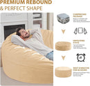 6FT Bean Bag Chair, Large Bean Bag Chairs with Memory Foam Filled, Fluffy Beanbag Sofa with Dutch Velvet Cover, Round BeanBag Chairs for Living Room, Playroom - Khaki by TinyTreasures Baby Boutique