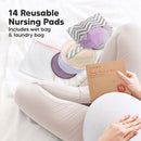 Organic Nursing Pads - 14 Washable Viscose Derived from Bamboo Breastfeeding Pads, Wash Bag, Reusable Breast Pads for Breastfeeding, Nipple Pads for Breastfeeding Essentials (Violet, L 4.8") by TinyTreasures Baby Boutique