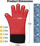 GEEKHOM Silicone Grilling Gloves, Heat Resistant Oven Mitts, BBQ Gloves, Waterproof Non-Slip for Barbecue, Cooking, Baking, Fryer, Red by GreenHaven Gardens