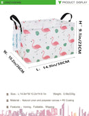 LANGYASHAN Rectangular Storage Bin Collapse Canvas Fabric Cartoon Storage Basket with Handles for Organizing Home Kitchen Boys and Girls Toys Office Closet Shelf Baskets(Rec Leaf Flamingo) by TinyTreasures Baby Boutique