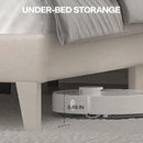 Full Size Bed Frame with Wingback Headboard, Upholstered Platform Bed Frame with Diamond Tufted Headboard & Lights, Wood Slat, Easy Assembly, Noise-Free, No Box Spring Needed, Beige by CozyNest Decor