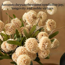 Fake Flowers in Vase for Centerpieces, Faux Flowers in Modern Ceramic Vase Set of 3 with 8 Artificial Autumn Chrysanthemums Home Decor by CozyNest Decor