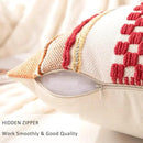 Boho Throw Pillow Covers 18x18 Set of 2 Christmas Decorative Cushion Case Striped Square Pillows Cover Chenille Pillow Cases Accent Neutral Pillowcase for Sofa Couch Bed,Red by CozyNest Decor