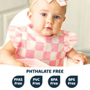 Tiny Twinkle Mess Proof Baby Bibs for Eating - Waterproof, Wipeable Bibs - Toddler Bibs - Travel Friendly - PFAS, PVC, BPA, Phthalate Free - Baby Food Bibs(3 Pack,Checkers Girl) by TinyTreasures Baby Boutique