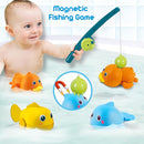 Dwi Dowellin Bath Toys for Toddlers, Magnetic Fishing Games Kids Bathtub Toys, Mold Free Wind-up Toys Swimming Fish Duck Whale Floating Water Toys for Kids Baby Infant by TinyTreasures Baby Boutique
