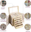 BOOVO Jewelry Box For women, 6 Layer Large Jewelry Organizer With Mirror, Multi-Function Storage Box With Lock, Accessory Holder With 5 Drawers, For Earrings Necklace Ring Bracelet (Pale gold) by TinyTreasures Baby Boutique