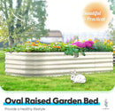 Quictent Galvanized Raised Garden Bed Kit Tall, 6x3x1.5 ft Oval Large Planting Box Rubber Strip Edging, for Vegetables Outdoor Strengthened by Crossbar (Beige) by GreenHaven Gardens
