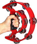 EastRock Double Row Tambourine,Metal Jingles Hand Held Percussion-Half Moon Tambourine for Kids, Adults, KTV, Party (Red) by TinyTreasures Baby Boutique