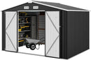 Aoxun 9.4x7.3x6.5 FT Outdoor Storage Shed, Garbage Can, Outdoor Metal Shed for Tool, Garden, Bike, Placed in Patio, Garden (Black) by GreenHaven Gardens