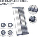 LEMIKKLE Roll Up Dish Drying Rack 17.5" x 15.2" Over The Sink Dish Drying Rack, Multi-Purpose Kitchen Rolling Dish Drainer Foldable SUS 304 Stainless Steel Dish Drying Rack by CozyNest Decor