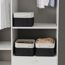 TheWarmHome Storage Basket for Organizing - 3 Pack 13.8x9.8x6.7 inch Medium Collapsible Storage Bin for Shelves with Handles Organizer Closet Cubes Cloth Gift Toy (White & Black) by TinyTreasures Baby Boutique