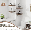 Fun Memories Floating Shelves for Wall - 10" x 10" Wood Shelf with Invisible Bracket - Deep Floating Shelves - 10 Inch Shelf Wall-Mounted for Living Room & Bathroom - Rustic Brown - Set of 2 by CozyNest Decor