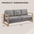 Outdoor Couch Wicker Patio Sofa, Rattan Patio Furniture Sofa with Sturdy Frame,All-Weather PE Wicker,Wide Armrest,Deep Seating and Thick Cushions for Deck Porch Garden(Brown/Grey) by CozyNest Decor