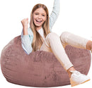 Classic Bean Bag Chair, with Faux Rabbit Fur Cover for Teens and Kids, Memory Foam Bean Bag Chairs, Ultra Soft Faux Fur Fabric, 2.5 feet Round Fluffy Bean Bag Sofa by TinyTreasures Baby Boutique