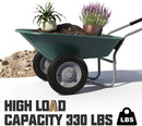 ARNOT Enlarged Dual-Wheel Wheelbarrow, Easy Loading and Dumping Garden Cart, Heavy Duty Utility Dump Cart for Lawn, Yard, Farm, Gardening & Planting, Green by GreenHaven Gardens