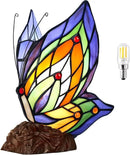 Tiffany Butterfly Table Lamp, 9'' Tall Vintage Stained Glass Lamp, Fairy Reading Night Light for Bedroom Living Room, 1 LED Bulb Included by CozyNest Decor