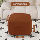 MeMoreCool Square Stuffed Pouf Ottoman Foot Rest, Floor Pouf Foot Stool with Foam Chunk Filling, Soft Stuffed Ottoman Footrest for Living Room, Coffee by CozyNest Decor