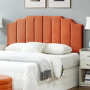 24KF Orange Teddy Fabric Tufted for Queen Upholstered Headboard, Modern Vertical Channel Design Full Headboard with Stepped Silhouette Top Edge,6026-Q-Teddy Orange by CozyNest Decor