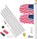 Flag Pole Kit 25FT, 12 Gauge 1.8mm Thickness Heavy Duty Flag Poles with 3x5 American Flag, Silver Flag pole for Outdoor House In Ground, Extra Thick Flagpoles Suitable for Yard and Garden by GreenHaven Gardens