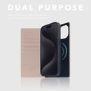 D8 Full Grain Leather Wallet Case for iPhone 15 - [2-in-1] Handcrafted Detachable Diary Style with Magnetic MagSafe Back Cover, Gift Box Included (Light Cream) by TinyTreasures Baby Boutique