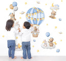 Tanlaby Blue Hot Air Balloon Wall Stickers Cartoon Bear Rabbit Stars Planets Wall Decals Peel and Stick Art Decor for Nursery Kids Bedroom Playroom Daycare Classroom by TinyTreasures Baby Boutique