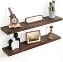Floating Shelves for Wall Decor, 8 Inch Deep Rustic Solid Elm Wood Floating Shelves Wall Mounted, Wall Shelves with Invisible Bracket for Living Room Bathroom Bedroom Kitchen, 36 Inch Set of 2, Walnut by CozyNest Decor