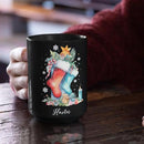 Custom Funny Christmas Cup, Christmas Sock With Gifts And Candle Design Mug, Customized Name Christmas Black Cup 11oz 15oz, Personalized Coffee Mug For Christmas, Christmas Sock Detailed Cup by CozyNest Decor