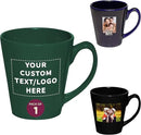 DISCOUNT PROMOS Custom Glossy Ceramic Latte Coffee Mug 12 oz. Set of 1, Personalized Bulk Pack - Perfect for Tea, Espresso, Cappuccino, Hot Cocoa - Green by CozyNest Decor