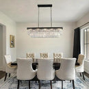 Crystal Chandeliers for Dining Room Light Fixtures Over Table，15-Lights Black Modern Rectangle Chandeliers for Kitchen Island Bar L40 Inch by CozyNest Decor