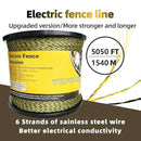 Upgraded Electric Fence Polywire 5050 Feet 1540 Meters, 6 Stainless Steel Strands for Reliable Conductivity and Rust Resistance, Portable Electric Fencing,UV, Rust Resistant by GreenHaven Gardens