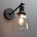 PERMO Industrial Vintage Sconces Slope Pole Single Sconce with 6.7" Oval Dome Clear Glass Shade Matte Black Wall Sconce Wall Mount Light Fixture for Bathroom Bedroom Entryway Home Office Kitchen by CozyNest Decor